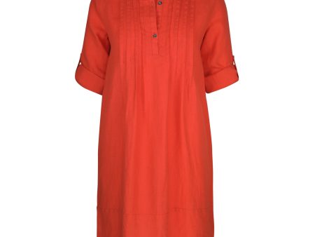 Trisha Orange Pleat Cocoon Dress For Sale