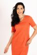 Tazz Papaya Linen Dress w Rib on Sale