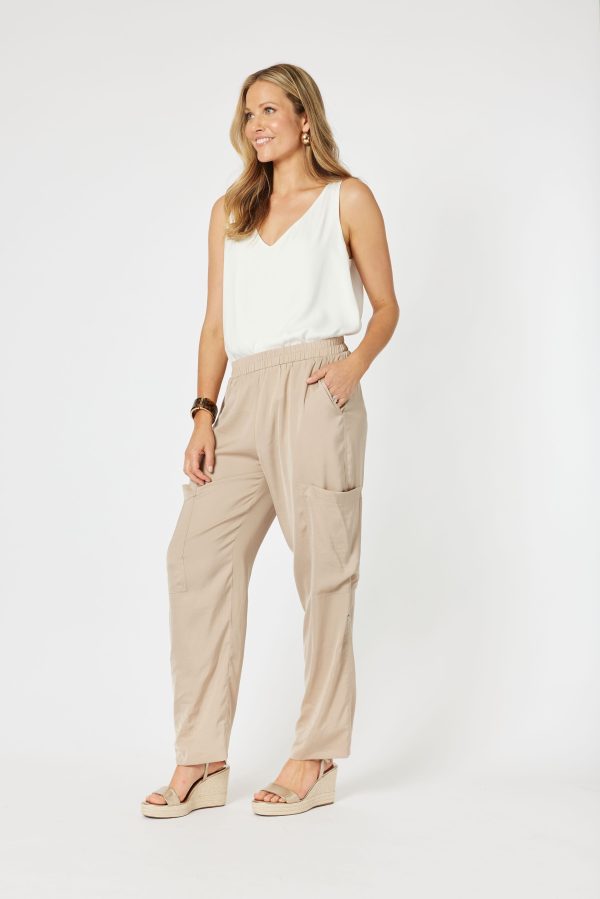 Traveller Luxe Side Button Caramel Pant Sale