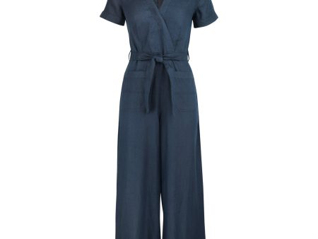 Candice Belted Jumpsuit Dark Navy Cheap