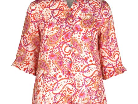 Rose  Ruffle Orange Paisley Shirt Cheap