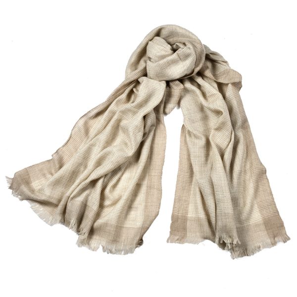 T529 Small Natural Check Stole Online Sale