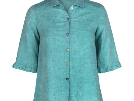 Rose Ruffle Shirt Sea Green Sale