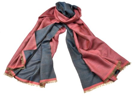 T547 Reversible Blue Pink Shawl Online now